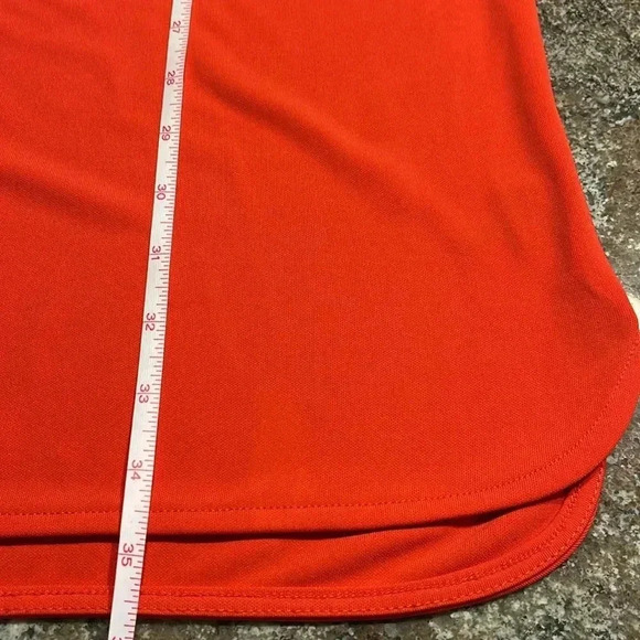 Lauren Ralph Lauren Red Shift Shirt Dress Short Cap Sleeve Size Small Flaw - Picture 8 of 9